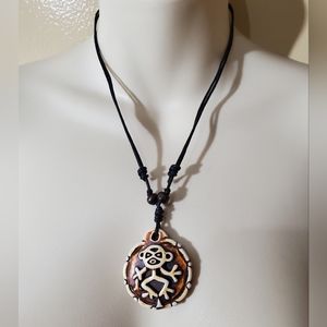 Puerto Rico Boriken Tribal Taino Monkey Resin Pendant Adjustable Unisex Necklace